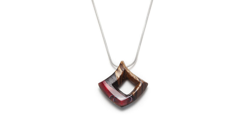 Red and turquoise square reversible necklace