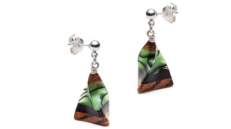 Green cone earrings