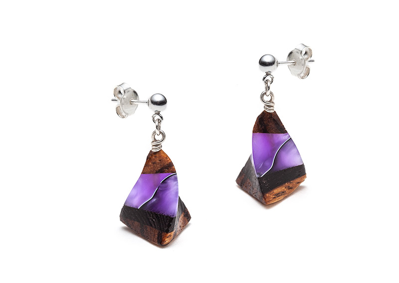 Purple cone earrings
