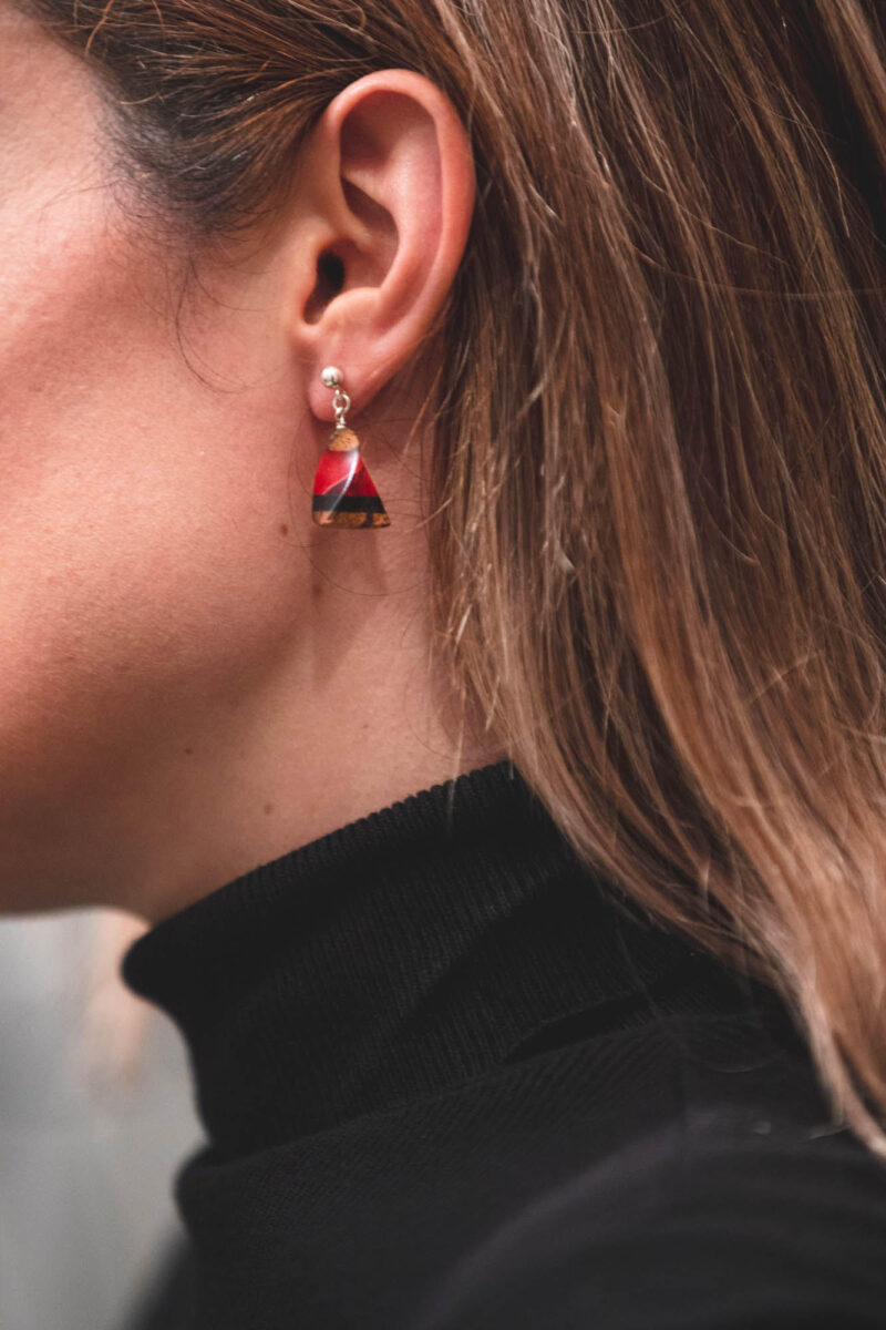 Red tendril earrings