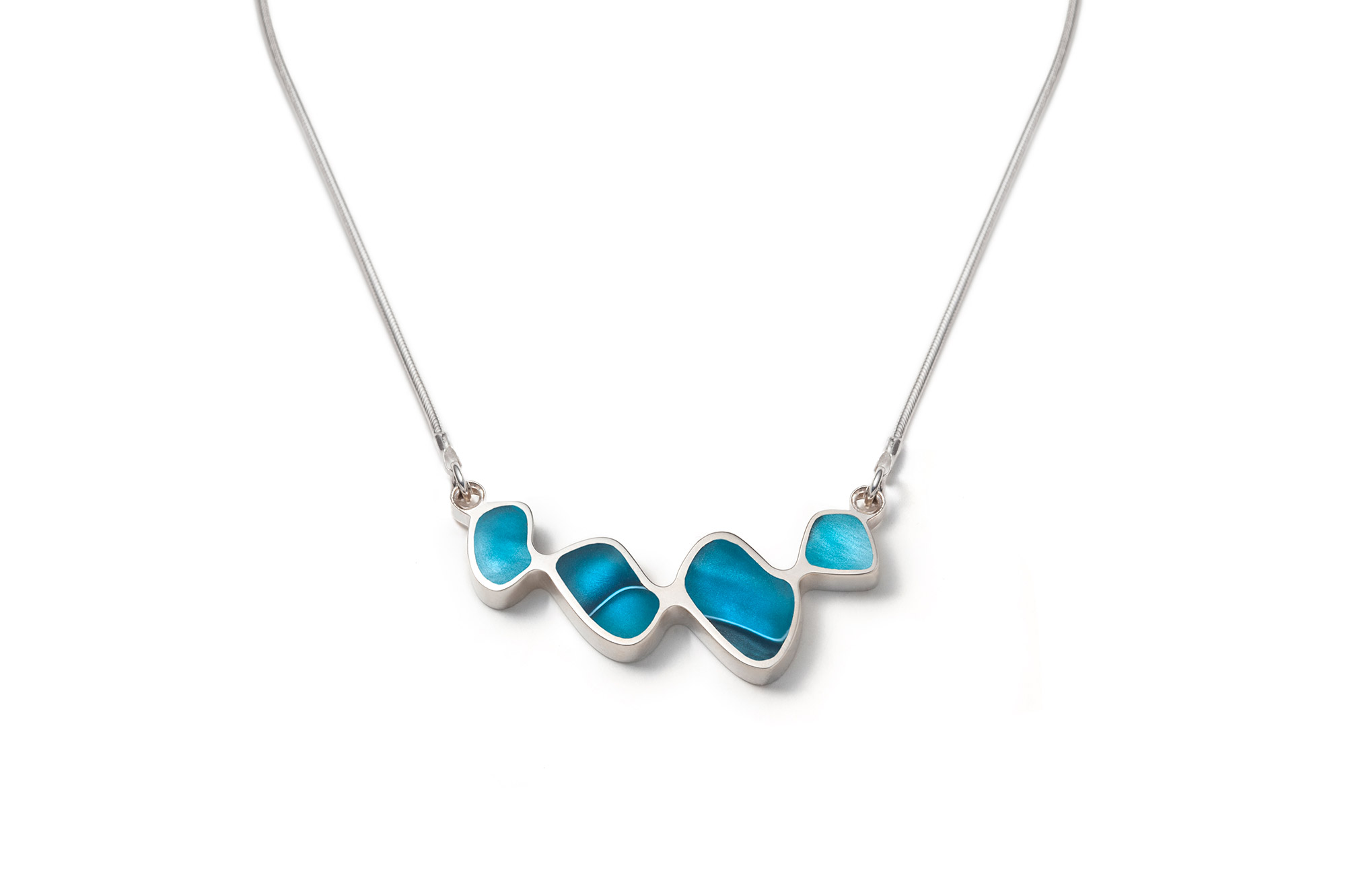 Turquoise and yellow cumulus reversible necklace