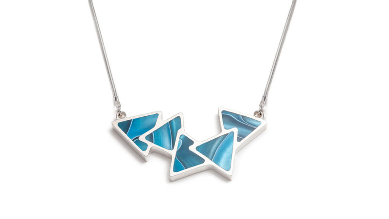 contemporary turquoise triangle silver necklace