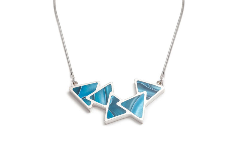 contemporary turquoise triangle silver necklace