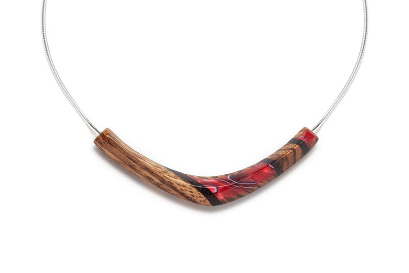 colourful red wooden necklace