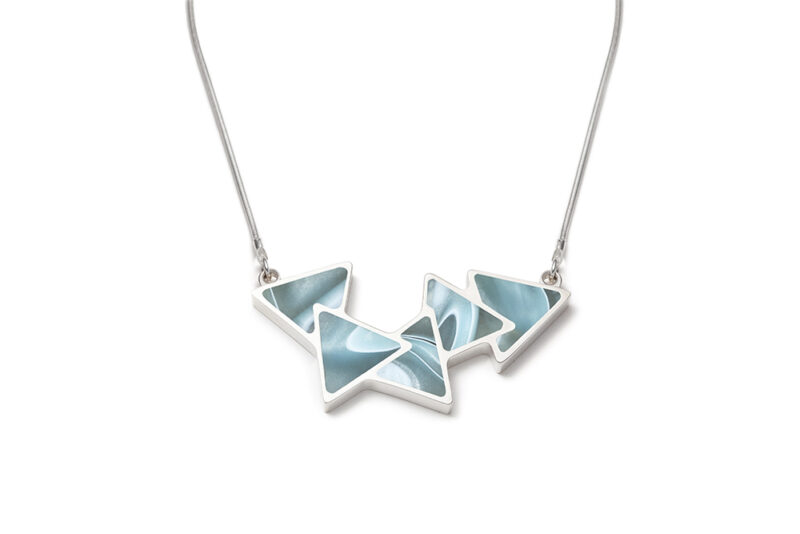 Sky blue triangle silver necklace