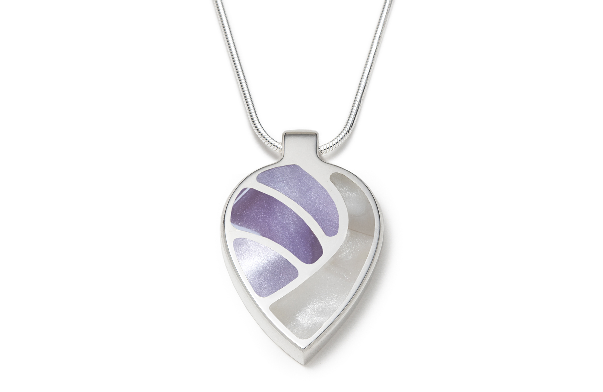 Lilac and White Mosaic Silver Necklace